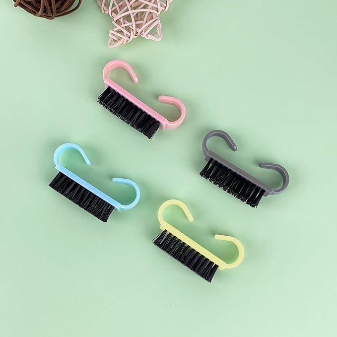 4 Pack Nail Brushes for Cleaning Fingernails, Travel Size Hand Scrub Cleaning Brush or Nails and Toes, Multicolor Mini Handle Grip Nail Brushes