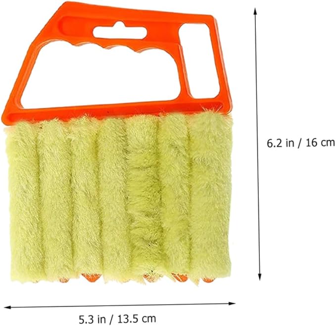 Balacoo 2pcs Window Blinds Cleaning Brushes Set with 7-Tooth and 3-Tooth Heads, Handheld Blinds Brush for Window Shutter and Air Conditioner Vent Cleaning, Orange and Green Colors