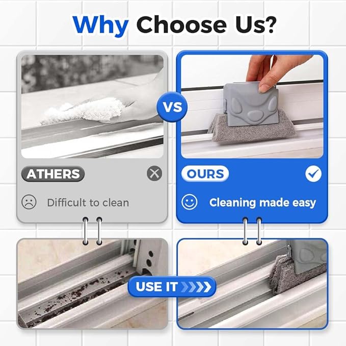 Magic Window Track Cleaner, 2025 Upgraded Window Groove Cleaning Brush Tools Set, Hand-held Window Track Cleaner Brushes Tools, Sliding Track Cleaner for Sliding Door, Sill, Tile Lines (Beige)
