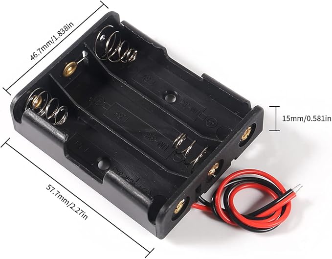 8 PCS AA Battery Holder Bundle with Wire 2A Battery Holder Case 1.5V, 1/2/3/4 x 1.5V Series DIY Battery Storage Boxes, 1/2/3/4 Slots Black Plastic Batteries Case for AA Battery