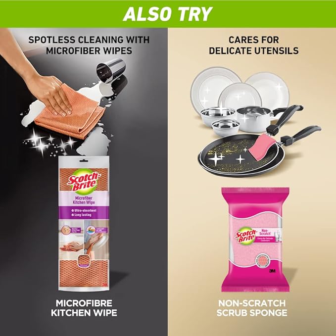 Scotch-Brite Power Scrub with Steel mesh for Utensil Cleaning- for Tough Stain Removal- Pack 5