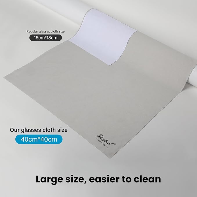 2 Park 16''x16'' Extra Large Oversized Microfiber Cleaning Cloth 40×40cm for Eyeglasses, Jewelry, Electronics Screens, Washable, Camera Lens (Gray 2 Piece)