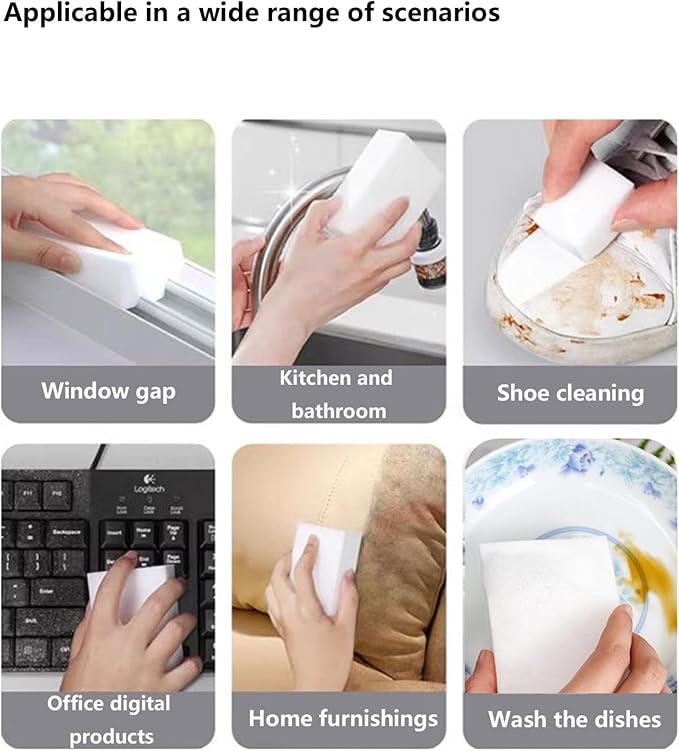 15PCS Magic Sponge Eraser Bulk White Melamine 1.5cm Cleaning for Kitchen Shoe Furniture Bathroom Shower Cleaner (15PCS 1.5cm Thick)