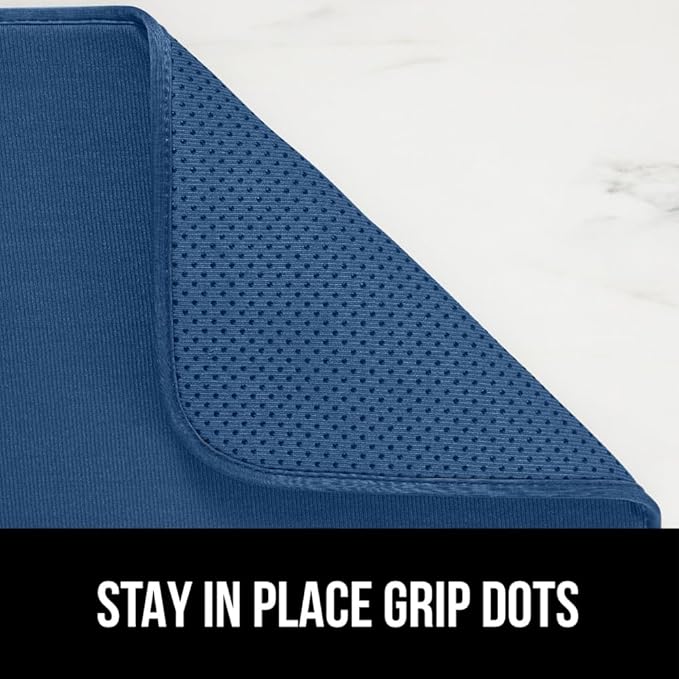 GORILLA GRIP Ultra Water Absorbent Microfiber Dish Drying Mat, 18x32, Quick Dry Thick Mesh, Slip Resistant Pad for Sink Dishes or Under Rack, Kitchen Counter Accessories, Machine Wash, Blue