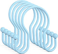 Goowin Shower Curtain Hooks, 12 Pcs Shower Curtain Rings, Stainless Steel Shower Curtain Hangers, Metal Shower Curtain Hooks Rings Rust Proof, Minimalist Shower Hooks for Shower Curtain, Blue