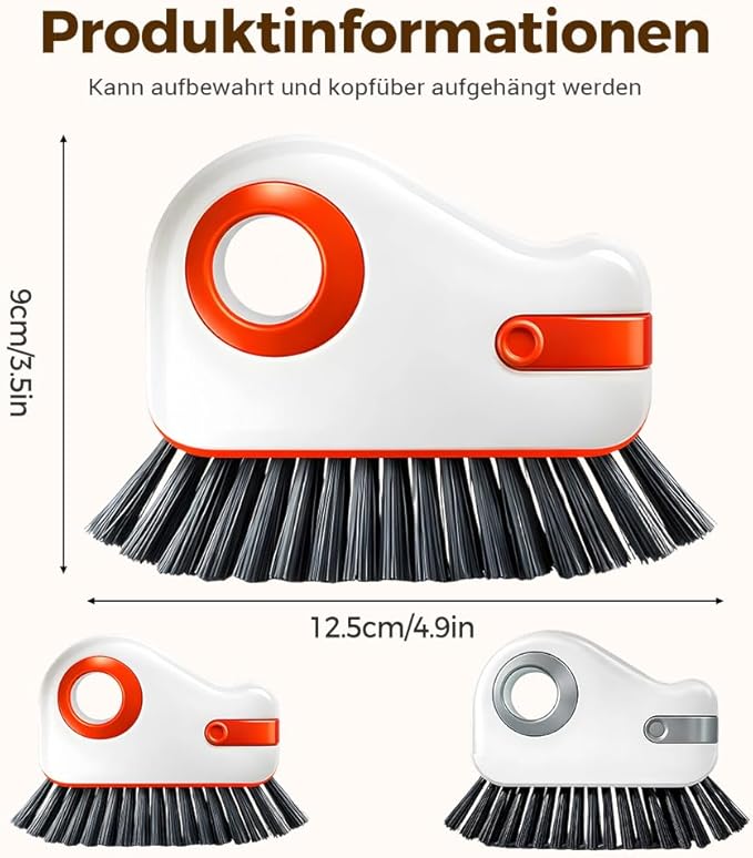 Window Groove Cleaning Brush,2026 Upgrade 2 in 1 Multifunction Hard Bristle Cleaning Brush with Hidden Scraper for Sliding Door Track, Window Sill, Window Seal (Grey 2PCS)
