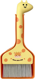 Small Broom with Dustpan Combo Set Cartoon Mini Broom and Dustpan Set Cute Cleaning Kit for Home Office Floor Counter Pet Nest (Brown)