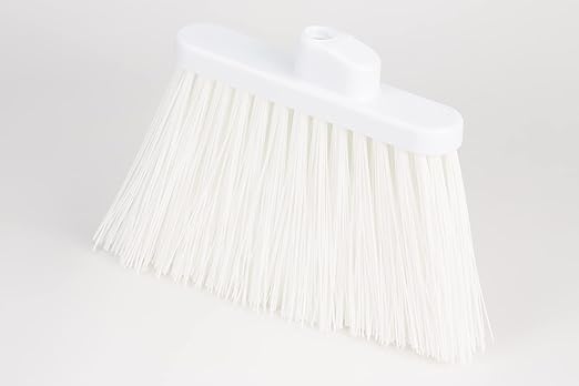 SPARTA 41083EC02 Plastic Color Coded Broom, Unflagged Bristles, Long Broom With Angled Head For Small Debris Cleaning, 56 Inches, White
