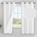YoungsTex White Linen Blackout Curtains 63 Inch Long for Bedroom, Thermal Insulated Full Room Darkening Window Drapes with Grommet for Winter Living Room Basement, 2 Panels, 42 X 63 Inch