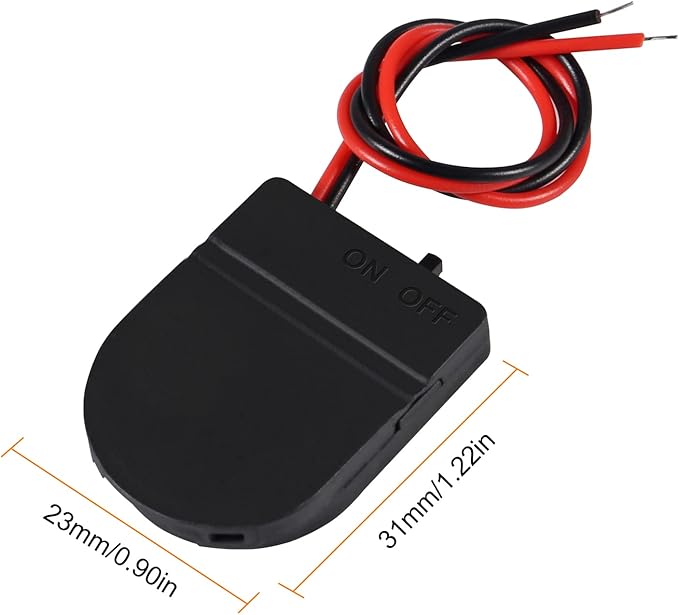 20pcs Button Battery Holder Coin Cell Battery Holder with Switch 1X CR2032 Battery Holder Battery Storage Boxes Cover with Leads On ON-Off Switch Socket Container CR2032 3V-Black