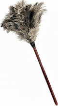 28-29" Natural Ostrich Feather Duster with Long Wooden Handle - Eco-Friendly & Reusable for Cleaning and Dusting