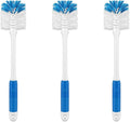 Bottle Brush Cleaner, Long Handle Bottle Brush with Dual Bristles for Water Bottles, Glassware, Mugs, Sports & Baby Bottles Cleaning, Blue 3 Pack