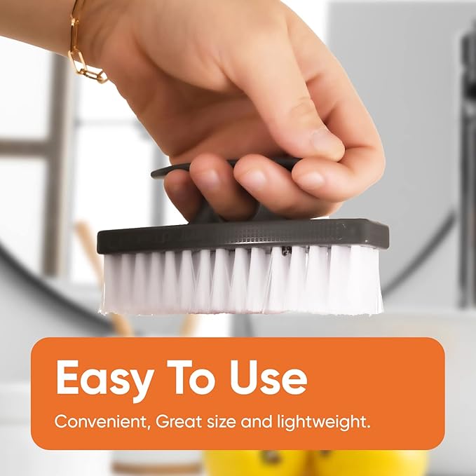 Superio Stiff Nail Brush Cleaner with Handle- 3 Pack Durable Brush Scrubber to Clean Toes, Fingernails, Hand Scrubber All Surface Cleaning, White Heavy Duty Scrub Brush Stiff Bristles, Easy to Hold