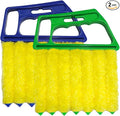 2 PCS Blind Cleaner Duster Tool, Window Venetian Hand-held 7 Finger Dusting Cleaner Brush, Blinds Cleaning Brush Tool for Window Shutters Air Conditioner, Car Accessories (Blue+Green)