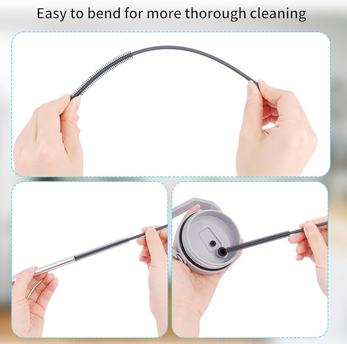 2pcs Silicone Straw Cleaner Brush, 9.45in Extra Long Straw Cleaning Brush for Metal Glass Straight Bent Pipe Long Mouthed Pots Kitchen Gadgets Essential Accessories