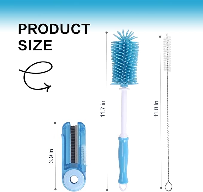 3 Pack Cup Cleaning Kit Compatible with Stanley,Multipurpose Cup Cleaner Kit with Extra Long Nylon Straw Brush Cleaner,3 in 1 Bottle Gap Cleaner and Long Handle Silicone Brush Cleaner
