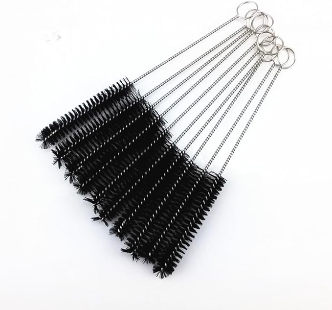 yueton?Pack of 10 Black Nylon Tube Pipe Nozzle Brush Dia 10mm with Wire Loop Handle