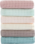 6 Pack Waffle Weave Dish Cloths, 13x13 Inch 100% Cotton Kitchen Towels for Washing Dishes - Super Absorbent, Quick Drying Dish Rags (Mixed Colors)