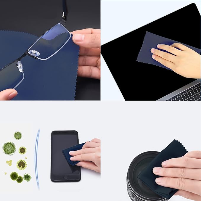 Extra Large Microfiber Cleaning Cloths(12"x 12") for Glasses or Eyeglass, Phone,Computer Screen,Camera Lens,Eye Glasses Lens Cleaner,Eyeglass Cleaner Cloths Wipes for Delicate Surface(6 Pcs)