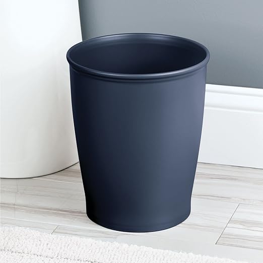 mDesign Small Plastic Bathroom Garbage Can - 1.6 Gallon/6 Liter Trash Can Wastebasket for Bathroom - Garbage Basket/Waste Bin for Bathroom, Rest Room - Hyde Collection - Navy Blue