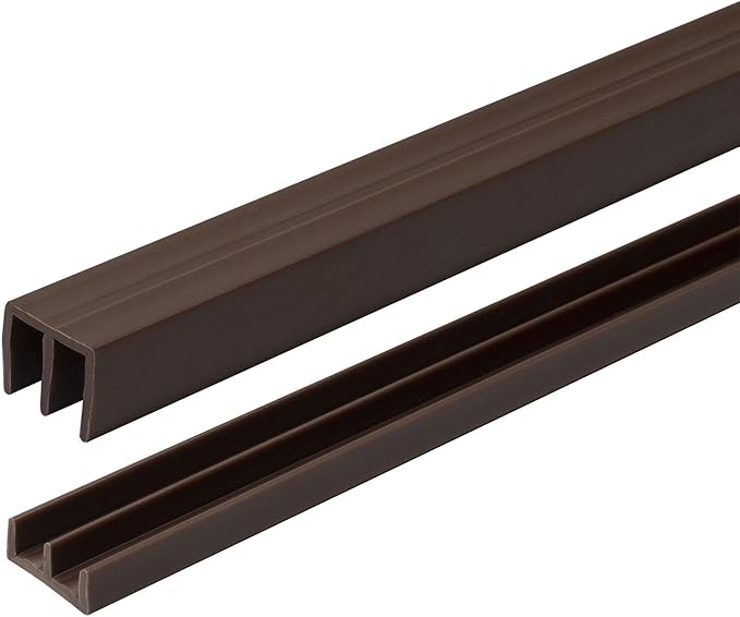 1/4" Panel Sliding Door Track - 36" Brown Plastic Upper & Lower Set, USA Made, Pack of 1 - Outwater