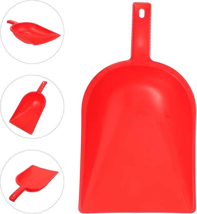 VOSAREA Handheld Dustpan for Desk Cleaning, Small Red Garbage Shovel with Large Capacity, Heavy Duty Kitchen Trash Dustpan for Household Desktop Use