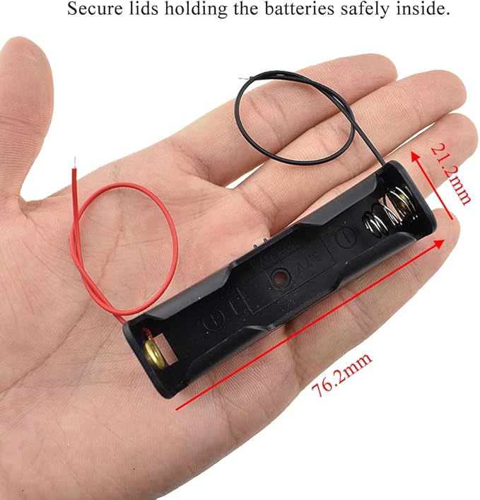 HAHIYO 18650 Battery Holder Bundle Series with Wire Sturdy Clapm Flexible Springs Contact Build-in Harnesses Batteries Black Case Easy Install 8 Pieces for Wall Clocks Ham Radio Kids Toys