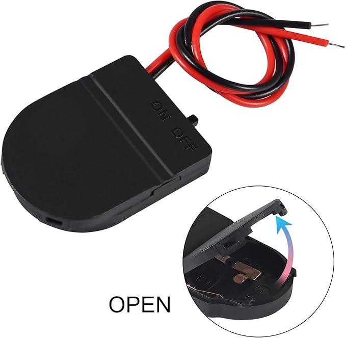 20pcs Button Battery Holder Coin Cell Battery Holder with Switch 1X CR2032 Battery Holder Battery Storage Boxes Cover with Leads On ON-Off Switch Socket Container CR2032 3V-Black