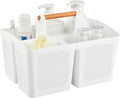 ALINK Portable Shower Caddy Basket with Compartments, Plastic Divided Cleaning Caddy Organizer Storage Tote with Handle for Bathroom, College, Dorm Room Essentials, White