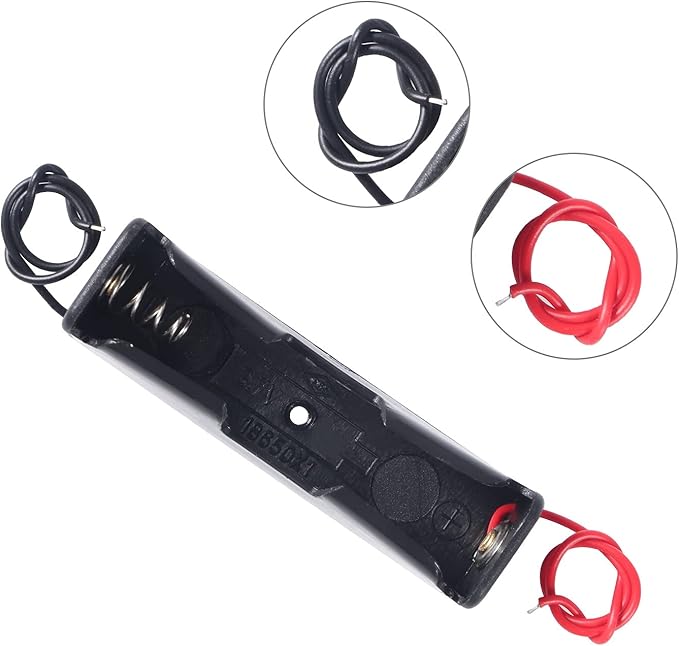 15PCS 18650 Battery Holder Bundle with Wire 18650 Battery Holder Case 3.7V, 1 Slot DIY Battery Storage Boxes, 1 Slot Black Plastic Batteries Case for 18650 Single Battery