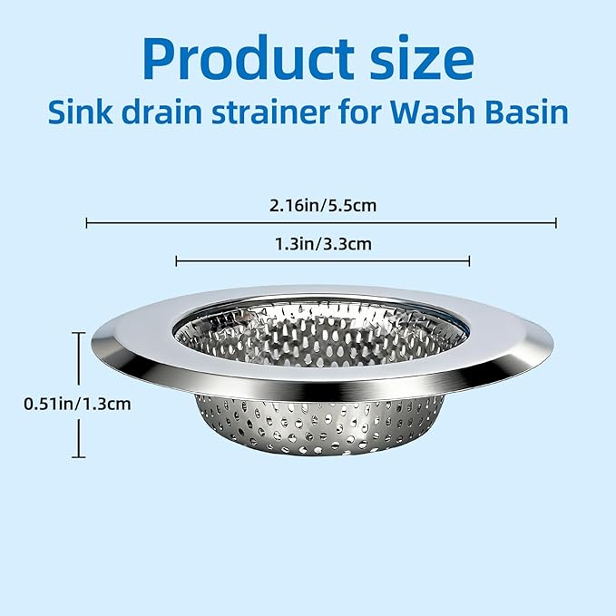 Diameter 2.16in Stainless Steel Sink Drain Strainer for Wash Basin，Bathroom Sink，Shower Drain Hair Catcher，Bathtub Drain Hair Catcher
