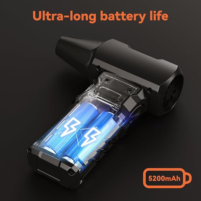 Compressed Air Duster-100000RPM Electric Air Duster for PC&Keyboard Cleaning，3-Speed Cordless Turbo Fan Rechargeable Reusable Compressed Air Blaster, Air Bed, Outdoors, Home.X3