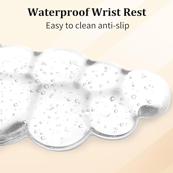 Gel Cloud Keyboard & Mouse Wrist Rest Cloud Wrist Rest Ergonomic Keyboard and Mouse Pad Support for Pain Relief Office Computer Laptop Gaming. (White)