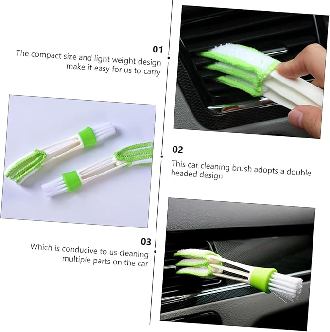 VALICLUD 3pcs Double Ended Car Air Vent Cleaning Brush Mini Duster for Air Conditioner Vents Interior Detailing Tool for Automotive Dashboard Dust Removal