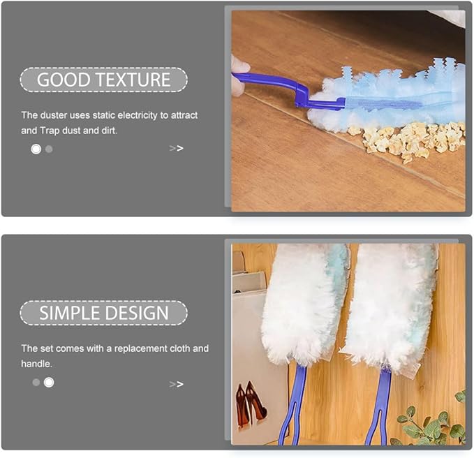 Electrostatic Duster with Handle 11pcs Set for Home Cleaning, Disposable Dusting Brushes with 10 Replacement Cloths, Kitchen and Furniture Dusting Tool for Window Blinds and