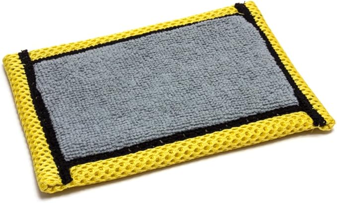 Microfiber Dish and Kitchen Scrubbing Sponge - 4.25"x6.25" - Dish Sponge Replacement, Scratch-Free Scouring Pad, Laundry and Dishwasher Safe (6, Grey and Gold)