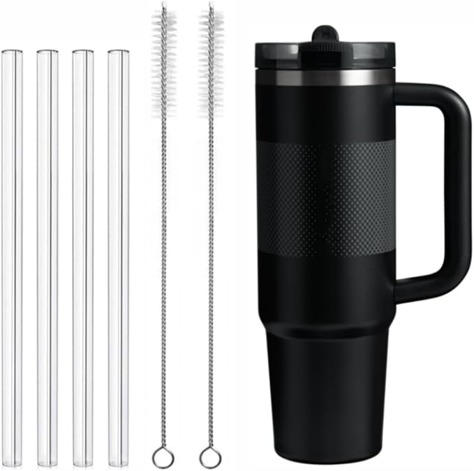 Straw Replacement Fit for Stanley Quencher ProTour Flip Straw Tumbler 40oz,4Pack Clear Reusable Drinking Straw with Cleaning Brush Compatible with Stanley Quencher ProTour 40oz Cup