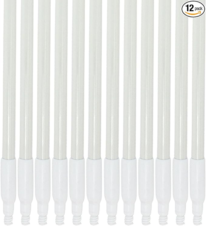 SPARTA Fiberglass Broomstick Replacement Broom Handle with Acme Threaded Tip for Industrial Cleaning Tools, Fiberglass, 60 Inches, White, (Pack of 12)