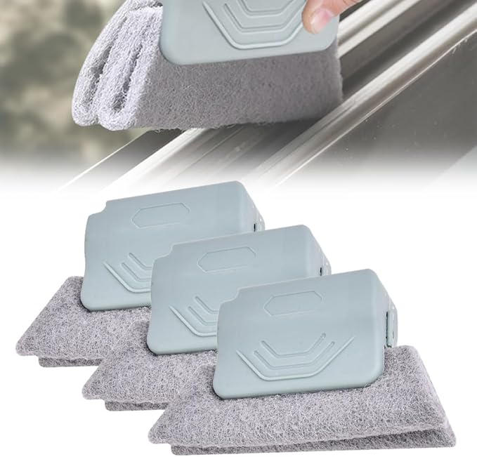 Magic Window Track Cleaner, 2025 New Magic Window Cleaning Brushes, Window Groove Cleaning Brush Tools Set, Hand-held Crevice Cleaning Brush for Window Slides and Gaps (Gray)