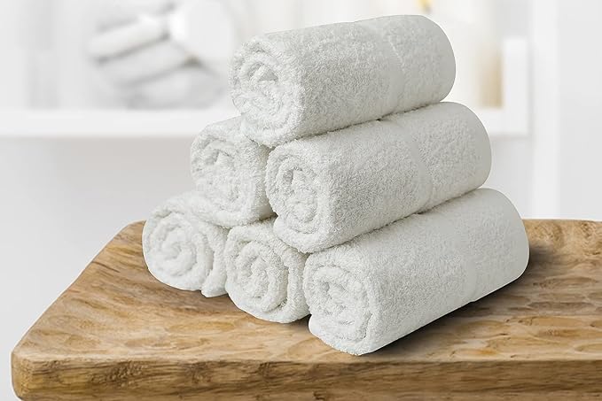 Basic Hand Towels 16x26 Inches – Bulk Pack of 24 – White Color – Soft and Absorbent Multipurpose Cotton Towels for Bathroom, Spa, Gym, Salon, Hotel, and Everyday Use