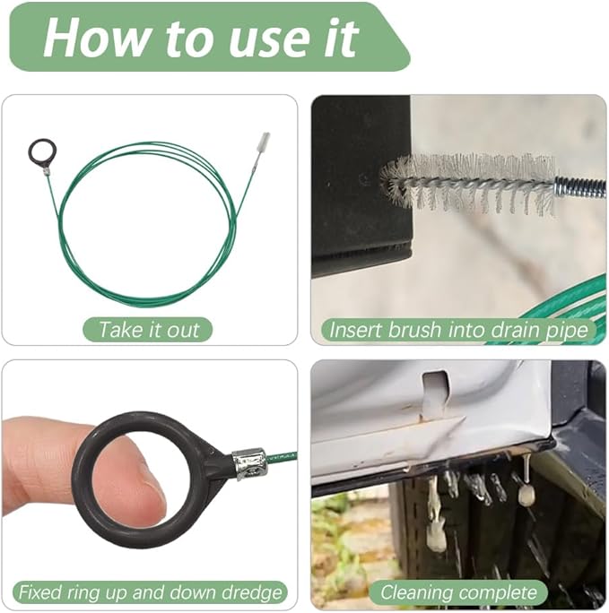 HAOBO Auto Sunroof Drain Cleaning Tool, Sunroof Drain Cleaner, 120 Inch Long Flexible Tube Cleaning Brush, Extra Long Pipe Cleaners for Car Sunroof, Windshield Wiper Drain Hole, Trunk Drains, Sewers