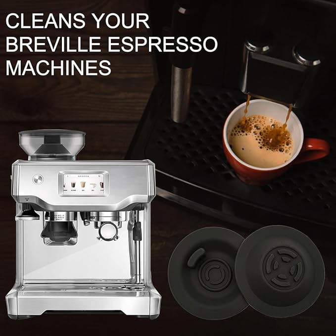2 Pack 54mm Espresso Cleaning Disc + 1 Coffee Grinder Cleaning Brush, Compatible With Select Breville Espresso Machines Backflush Disc