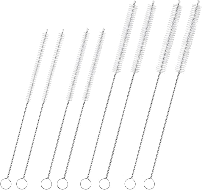 Reusable Straw Cleaner Brush Set - 8PCS Extra Long 12 inch Metal Straw Cleaning Brushes for Tumbler, Sippy Cup, Water Bottles, Pipes