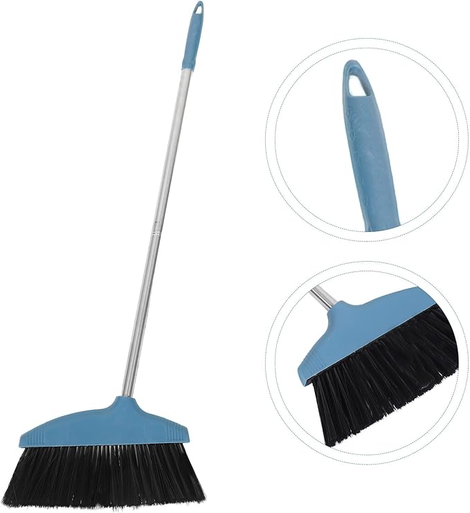 Soft Bristle Indoor Dust Broom with Stainless Steel Handle, Lightweight Kitchen Sweeping Broom for Household Cleaning, Non-Sticky Hair Floor Brush Suitable for Home and Office Use