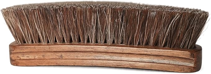 Lincoln Horsehair Shoe Shine Brush – 100% Genuine Horsehair Bristles & Ergonomic Concave Wood Handle – Premium Shine Brush for Leather Shoes, Boots & Accessories