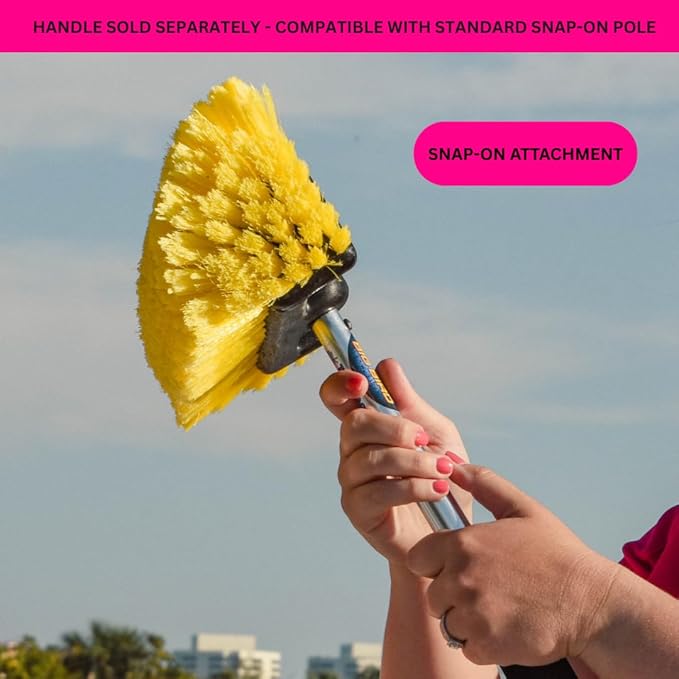 Big Bird Brush (Soft) Yellow Boat Deck Scrub Brush for Cleaning and Washing - Boat Cleaner & Car Cleaner - Attachment Only