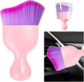 Ziciner Car Detailing Brush, Curved Soft Bristles Auto Removal Dust Collectors, Universal Vehicle Dashboard, Air Conditioner Vents etc Interior Cleaning Tool Accessory (Pink/Purple)
