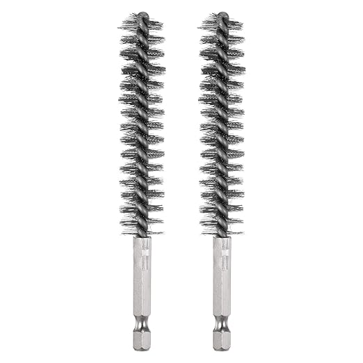 HARFINGTON 2pcs Stainless Steel Bore Brush 15mm Dia Cleaning Wire Brush with Handle 1/4 Inch Hex Shank for Tubes, Ports, Bearings