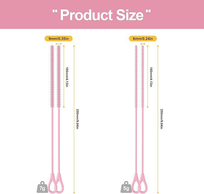 Silicone Straw Cleaner Brush - 4 Pcs Straw Brush for Water Bottle Sippy Cup Tubes Glass Straws, Reusable Bendable and Dishwasher Safe Orange