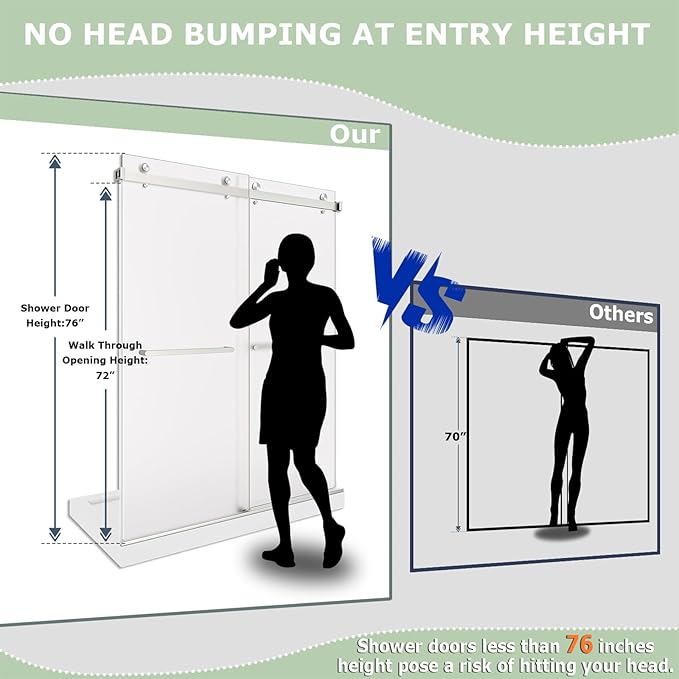 55"-60" W x 76" H Frameless Frosted Shower Door, Double Sliding Shower Door,5/16"(8mm) Tempered Glass,Sliding Shower Door with Explosion-Proof Film (Frosted Nickel 60" Wx76 H)